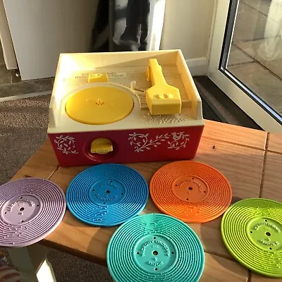 Buy Vintage Collectable Fisher Price Record Player 5 Records 70s • 47.99£