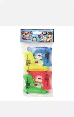 Buy 4Pc Aqua Shots Plastic Water Gun Kids Summer Beach Garden Toy Party Bag Filler • 6.75£