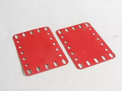 Buy 2 Meccano 5 X 7 Hole Flexible Metal Plates Part 190a Mid Red With Slots MMIE • 4.50£
