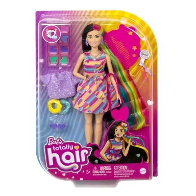 Buy Mattel Barbie Totally Hair Heart Fancy Hair, Fashion Doll At Heart Print Dress • 19.76£