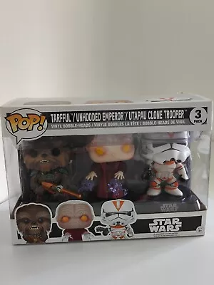 Buy Star Wars Funko Pop Tarfful, Unhooded Emperor, Utapau Clone Trooper 3 Pack • 55£