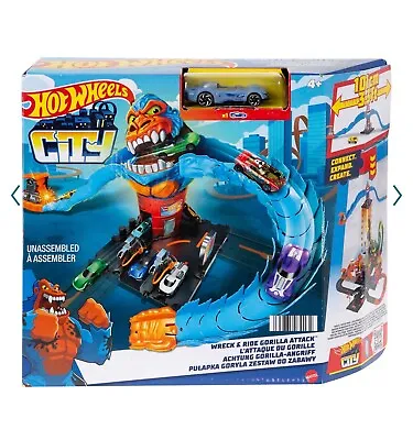 Buy Hot Wheels City Wreck & Ride Gorilla Attack & 1 Car Connects To Gas Station Set  • 28.41£