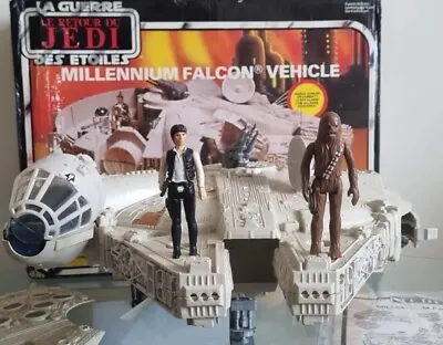 Buy Vintage Star Wars Millennium Falcon Original/Complete Box Solo & Chewy 77 Figs! • 430£