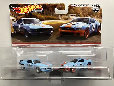 Buy Hot Wheels Premium Car Culture Gulf Coloured Ford Mustang 2 Pack On Real Riders • 28.50£