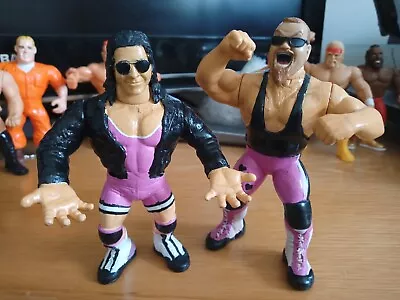 Buy WWF WWE Hasbro Custom BRETT HART & ANVIL Hart Foundation Retro Figures • 20£