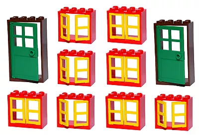 Buy LEGO Windows + Doors (pack Of 10) THICK 2x4x3 Red Brown Yellow BRAND NEW • 7.75£