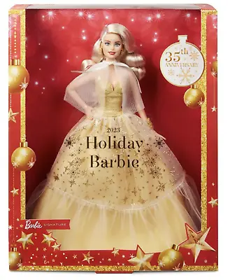 Buy Barbie 13  Signature 2023 Holiday Collector Doll Golden Gown Blonde Hair New Box • 83.32£