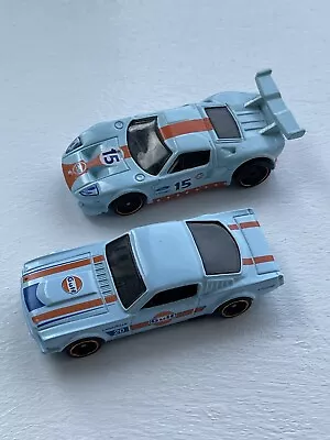 Buy Hot Wheels Gulf Racing Diecast Toy Cars Mustang & Ford GT 1:64 • 5.99£