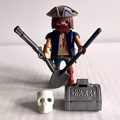 Buy Playmobil Figures: Blue Coat Pirate With Skull, Treasure Chest & Shovel • 3.50£