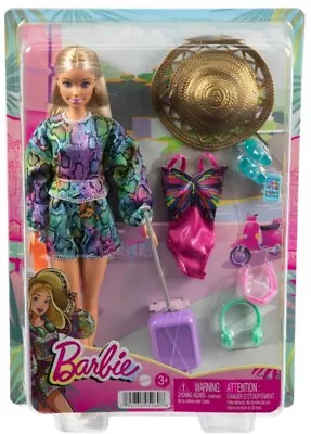 Buy Mattel Doll Barbie Holiday Fun Summer Travel Blonde Doll And Accessories • 33.68£