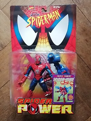 Buy SPIDER-MAN SPIDER POWER SERIES: TRIPLE THREAT SPIDER-MAN FIGURE MOC Toy Biz 1998 • 24.99£