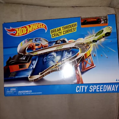 Buy Hot Wheels City Speedway Features Break Through Crazy Curves With Car Unopened • 16£