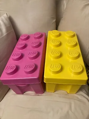 Buy 2 LEGO Storage Brick Cases 8 Stud Yellow & Pink Container Plastic Boxes EMPTY • 29.99£