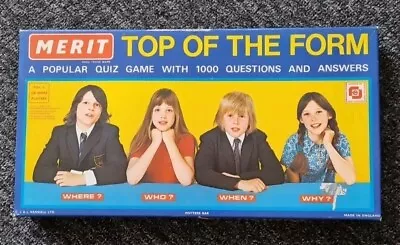 Buy Merit Top Of The Form Board Game 1970s Vintage. Complete Excellent Condition  • 6£