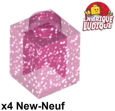 Buy LEGO 4x Brick 1x1 Pink Clear Sequin Glitter Trans Dark Pink 3005 • 1.93£