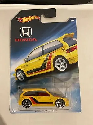 Buy 1990 Hot Wheels Honda Civic EF Yellow Car GTI Vtec • 11.99£