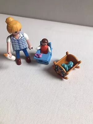 Buy Playmobil MOTHER With BABY HIGHCHAIR & Cot &Accessories   Nursery  Figures-used • 1.50£