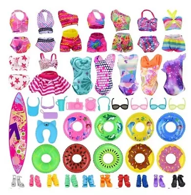 Buy + Gift Idea 40pcs Shoes Clothes Bikini Costumes Barbie Accessories Doll Shoes • 18.43£