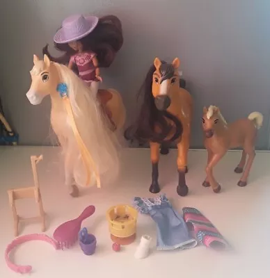 Buy Spirit Horse Foal Lucky And Accessories Plus Barbie Horse With Saddle • 9.99£