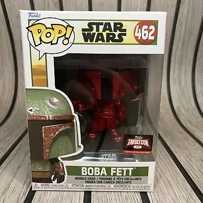 Buy Boba Fett Red Chrome Star Wars Funko Pop #462 Target Con 2022 Official Sticker • 14.99£