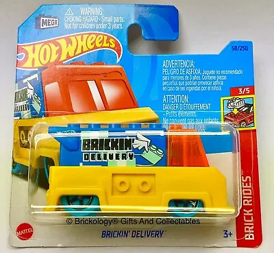 Buy Hot Wheels Fits Lego Car Brickin Delivery Yellow Build On Removable Parts Mattel • 12£