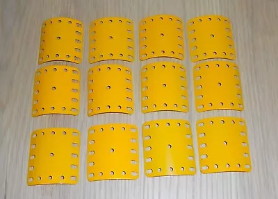 Buy MECCANO ENGLISH YELLOW No.200 CURVED PLATES OVAL HOLES AT ENDS X 12pcs • 4.99£
