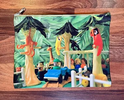 Buy Vintage Fisher Price Little People Zoo Scene ZIPPER CANVAS BAG Toy Storage Purse • 9.64£