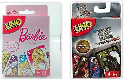 Buy Combo Of Barbie Justice League UNO Card Games Brand New Sealed Original Mattel • 27.43£