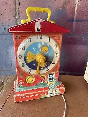 Buy Vintage Retro Fisher Price Teaching Clock Musical Box 1968 WORKING • 5£