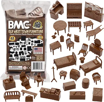 Buy BMC Classic Marx Western Town Furniture 42pc Plastic Cowboy Playset Accessories • 25.26£