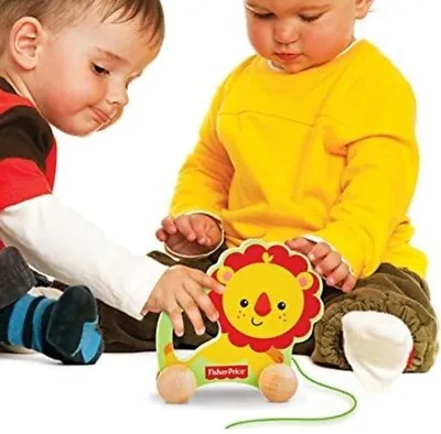 Buy Fisher Price Lion On Wheels Pull A Long Wooden Toy Free UK Delivery • 14.99£