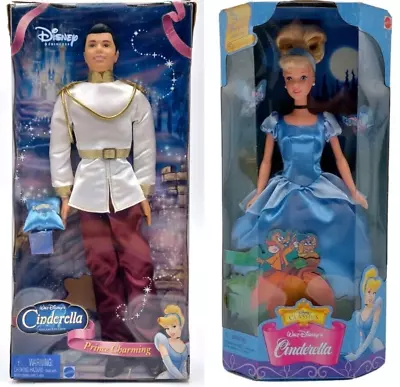 Buy 2x Mattel Disney Dolls: Classics Cinderella + Prince Charming & Glass Slip On • 86£