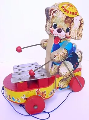 Buy 1950s FISHER PRICE FIDO ZILO PUPPY PLAYING XYLOPHONE PULL TOY #707 CLEAN! WORKS! • 28.32£