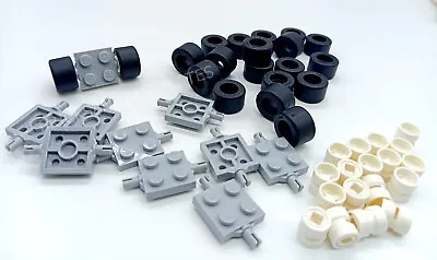 Buy Lego Wheels  - 10 X GREY Plate 20 X WHITE Wheel 20 X BLACK Tyre - 50 Piece Pack • 9.99£