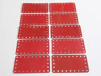 Buy 10 Meccano 5 X 9 Hole Flexible Metal Plates 191 Mid Red No Slots Stamped MMIE • 4£