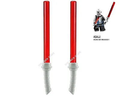 Buy 2 X Official Lego - Asajj Ventress Curved Lightsabers - Trans Red - Fast - New • 2.95£