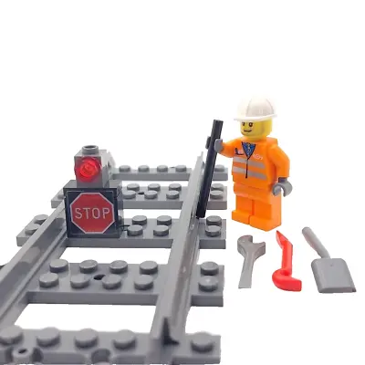 Buy LEGO® Train Railway Track Maintainence Worker Male Minifigure Rail Safety Gift • 10.99£