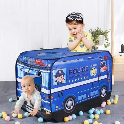 Buy Kids Foldable Police Truck Pop Up Tent House Indoor Outdoor Play Toys Game • 11.95£
