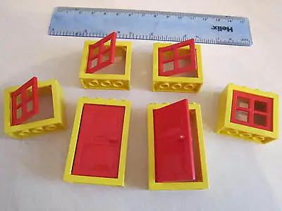 Buy LEGO 6 Large Windows And Doors With Frames And Shutters - Yellow And Red • 3.99£
