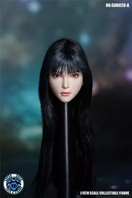 Buy 1/6 Female Head Sculpt SDH028A Black Hair For Pale Phicen Hot Toys 12  Figure • 26.39£