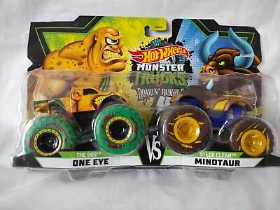 Buy Hot Wheels Monster Trucks Roarin'Rumble 1:64 Scale Double Pack ONE EYE-MINOTAUR  • 29.99£