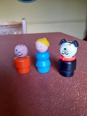 Buy Vintage Fisher Price WOODEN Little People Play Family Figures. • 5.99£