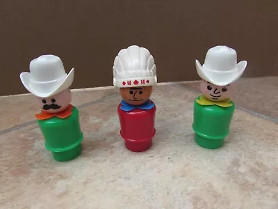 Buy Vintage Fisher Price Little People 3 Cowboy And Indian Figures • 6£