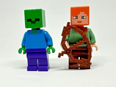 Buy Lego Minifigure 2x Minecraft Zombie Alex Lot851 • 2.99£
