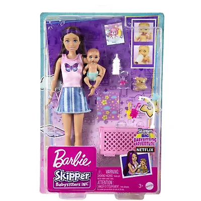 Buy Barbie Skipper Babysitter Inc Crib Playset Baby Doll With Sleepy Eyes Furniture • 35.96£