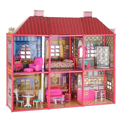 Buy XXL Large 128 PCs Doll House Chateau Palace Barbie Dollhouse 108 X 37 X 94 Cm • 47.99£
