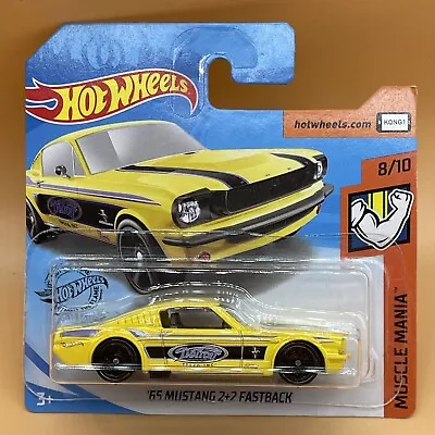Buy Muscle Mania 8/10 '65 Mustang 2+2 Fastback 72/250 Hot Wheels Yellow New 2019 Car • 17.99£