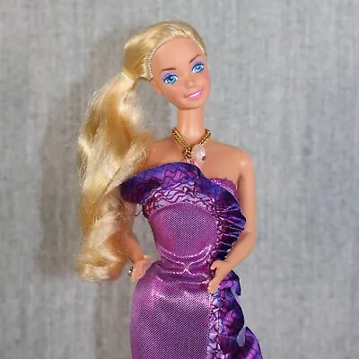 Buy BARBIE MATTEL Vintage Fashion 1980s Blonde Purple Gown Dressed Doll • 40.03£