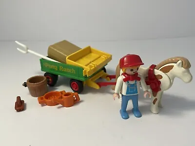Buy Playmobil Pony Cart And Boy 3713 Stables Ranch Farm -Vintage • 4.75£