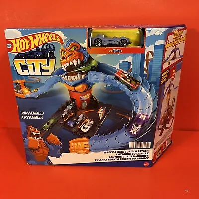 Buy Hot Wheels City Wreck & Ride Gorilla Attack & 1 Car Connects To Gas Station Set  • 18.94£